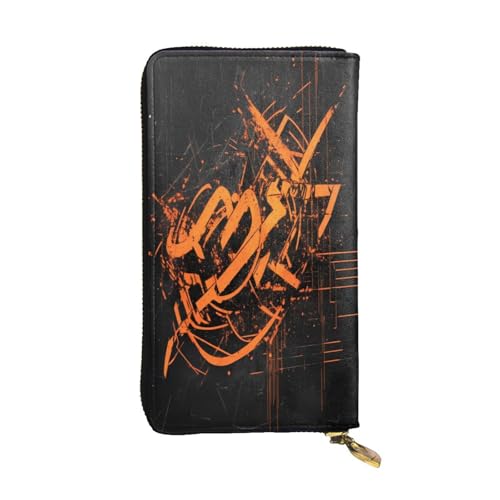 WZYWHJ Modische Damen-Clutch-Geldbörse aus Leder mit mehreren Fächern und Reißverschluss, buntes Punk-Textmuster von WZYWHJ