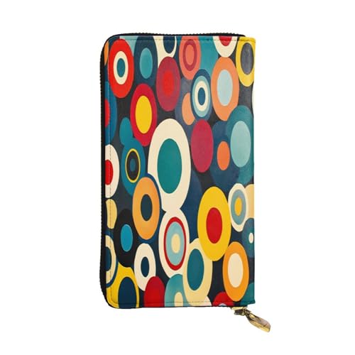 WZYWHJ Modische Damen-Clutch-Geldbörse aus Leder mit mehreren Fächern und Reißverschluss, buntes Punktemuster von WZYWHJ