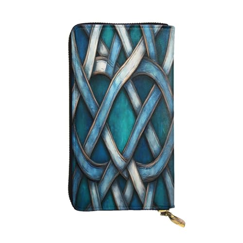 WZYWHJ Modische Damen-Clutch-Geldbörse aus Leder mit mehreren Fächern und Reißverschluss, buntes keltisches Knotenmuster von WZYWHJ