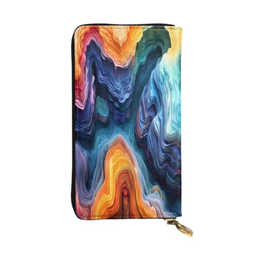 WZYWHJ Modische Damen-Clutch-Geldbörse aus Leder mit mehreren Fächern und Reißverschluss, fließende Farben von WZYWHJ