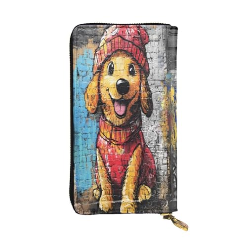 WZYWHJ Modische Damen-Clutch-Geldbörse aus Leder mit mehreren Fächern und Reißverschluss-Design, Doodle Puppy Muster von WZYWHJ