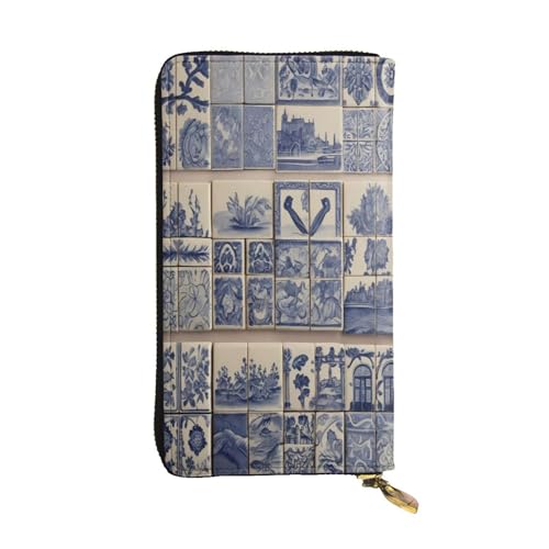 WZYWHJ Modische Damen-Clutch-Geldbörse aus Leder mit mehreren Fächern und Reißverschluss-Design, Sbon-Fliesen-Muster von WZYWHJ