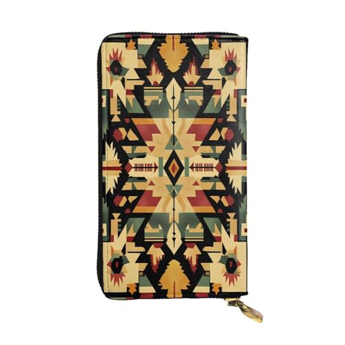 WZYWHJ Modische Damen-Clutch-Geldbörse aus Leder mit mehreren Fächern und Reißverschluss-Design, Symmetrie-Muster von WZYWHJ