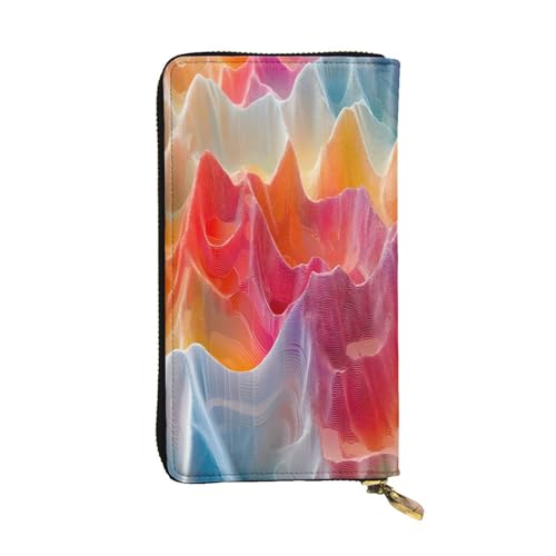 WZYWHJ Modische Damen-Clutch-Geldbörse aus Leder mit mehreren Fächern und Reißverschluss-Design, fließendes Wellenmuster von WZYWHJ