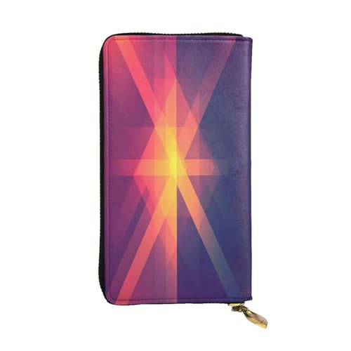 WZYWHJ Modische Damen-Clutch-Geldbörse aus Leder mit mehreren Fächern und Reißverschluss-Design, fraktales Farbverlaufsmuster von WZYWHJ