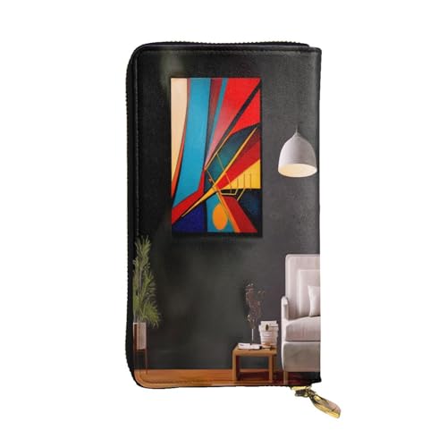 WZYWHJ Modische Damen-Clutch-Geldbörse aus Leder mit mehreren Fächern und Reißverschluss-Design-Kunstwerk-Muster von WZYWHJ