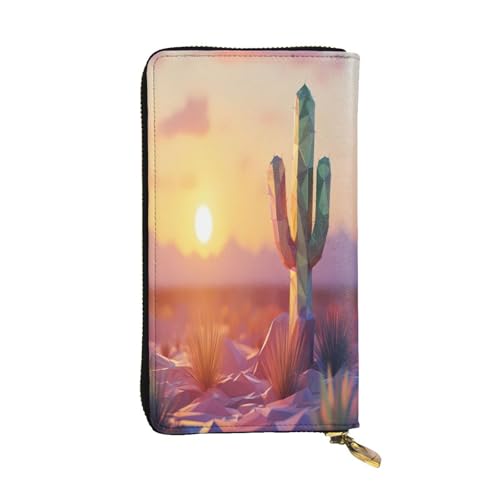 WZYWHJ Modische Damen-Geldbörse aus Leder, lang, mit mehreren Fächern und Reißverschluss, Design Wüstentag von WZYWHJ