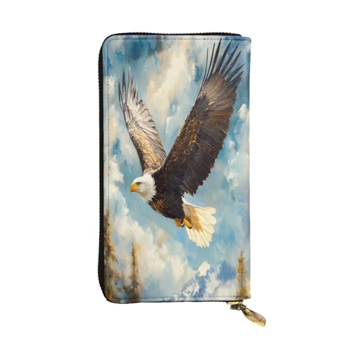 WZYWHJ Modische Damen-Geldbörse aus Leder, lang, mit mehreren Fächern und Reißverschluss, Motiv: Adler von WZYWHJ