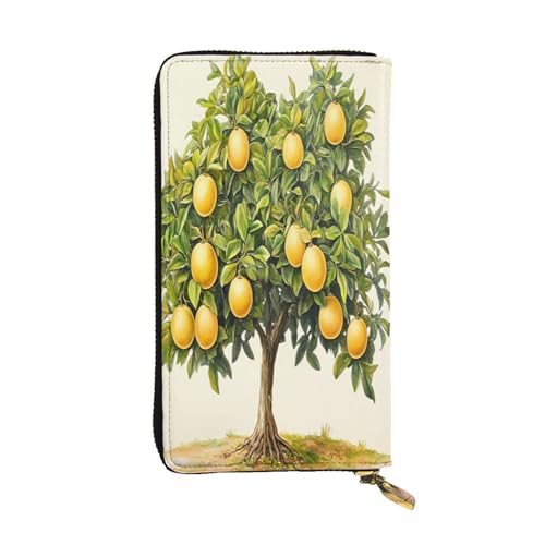 WZYWHJ Modische Damen-Geldbörse aus Leder, lang, mit mehreren Fächern und Reißverschluss, Obstbäume von WZYWHJ