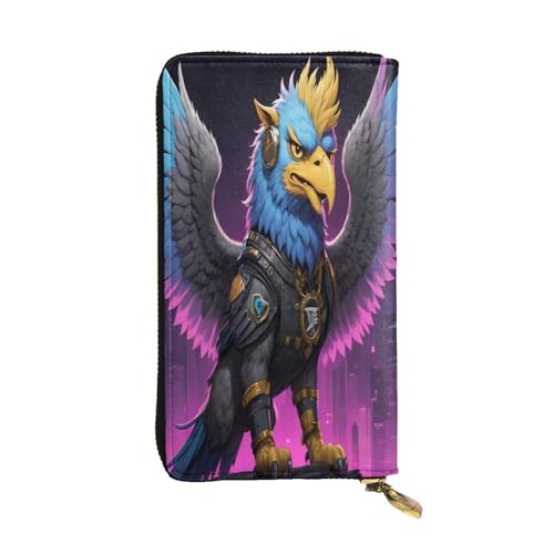 WZYWHJ Modische Damen-Geldbörse aus Leder, lang, mit mehreren Fächern und Reißverschluss, Punk-Griffin-Muster von WZYWHJ