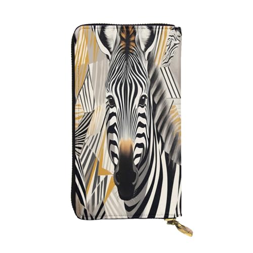 WZYWHJ Modische Damen-Geldbörse aus Leder, lang, mit mehreren Fächern und Reißverschluss, Zebra-Kopf-Muster von WZYWHJ