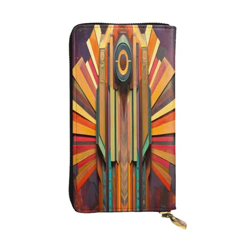 WZYWHJ Modische Damen-Geldbörse aus Leder, lang, mit mehreren Fächern und Reißverschluss, dekoratives Kunstmuster von WZYWHJ