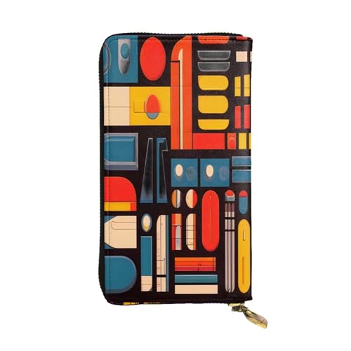 WZYWHJ Modische Damen-Geldbörse aus Leder, lang, mit mehreren Fächern und Reißverschluss, geometrisches Weltraummuster von WZYWHJ