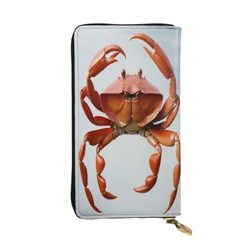 WZYWHJ Modische Damen-Geldbörse aus Leder, lang, mit mehreren Fächern und Reißverschluss, großes rotes Krabbenmuster von WZYWHJ