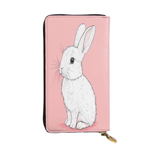 WZYWHJ Modische Damen-Geldbörse aus Leder, lang, mit mehreren Fächern und Reißverschluss, niedliches Häschenmuster von WZYWHJ