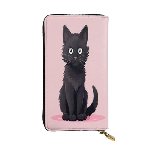 WZYWHJ Modische Damen-Geldbörse aus Leder, lang, mit mehreren Fächern und Reißverschluss, niedliches Kätzchenmuster von WZYWHJ