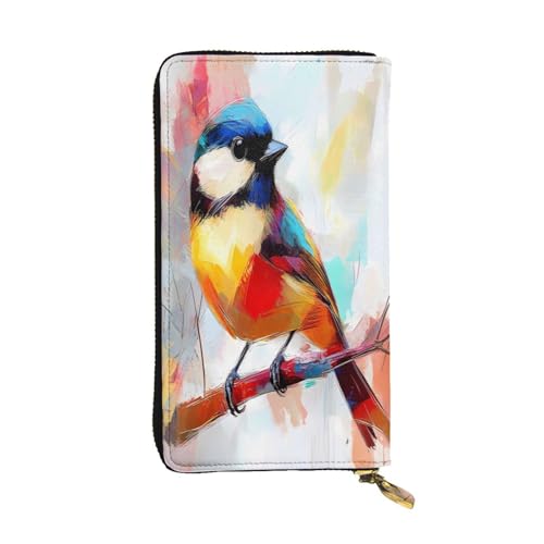 WZYWHJ Modische Damen-Geldbörse aus Leder, lang, mit mehreren Fächern und Reißverschluss, niedliches Vogelmuster von WZYWHJ