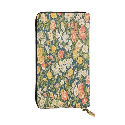 WZYWHJ Modische Damen-Geldbörse aus Leder, lang, mit mehreren Fächern und Reißverschluss, schönes Blumenmuster von WZYWHJ