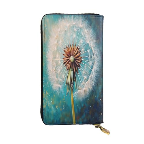 WZYWHJ Modische Damen-Geldbörse aus Leder, lang, mit mehreren Fächern und Reißverschluss, schönes Löwenzahnmuster von WZYWHJ