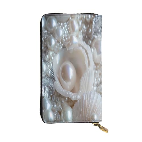 WZYWHJ Modische Damen-Geldbörse aus Leder, lang, mit mehreren Fächern und Reißverschluss, schönes Perlenmuster von WZYWHJ
