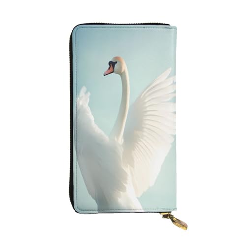 WZYWHJ Modische Damen-Geldbörse aus Leder, lang, mit mehreren Fächern und Reißverschluss, schönes Schwanenmuster von WZYWHJ