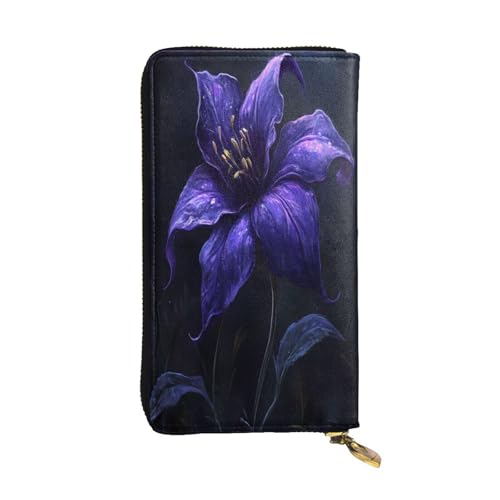 WZYWHJ Modische Damen-Geldbörse aus Leder, lang, mit mehreren Fächern und Reißverschluss, schönes kleines Blumenmuster von WZYWHJ