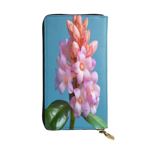 WZYWHJ Modische Damen-Geldbörse aus Leder, lang, mit mehreren Fächern und Reißverschluss, schönes kleines Blumenmuster von WZYWHJ
