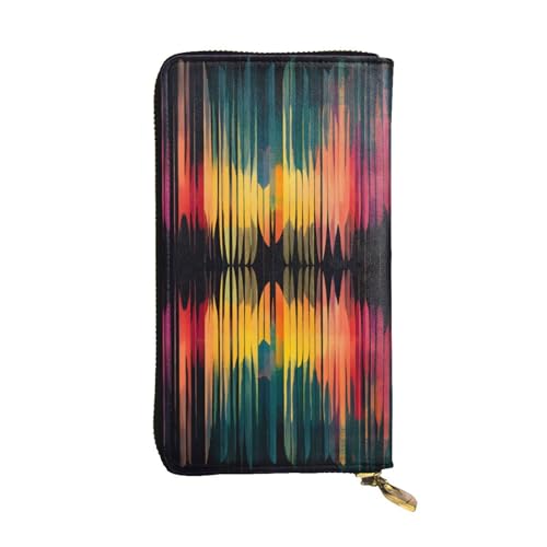 WZYWHJ Modische Damen-Geldbörse aus Leder, lang, mit mehreren Fächern und Reißverschluss, symmetrisches Schallwellenmuster von WZYWHJ