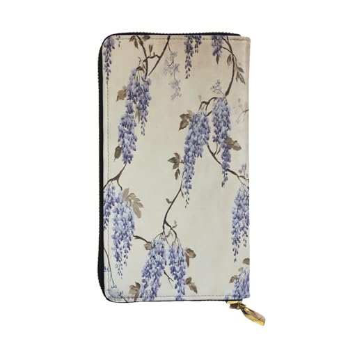 WZYWHJ Modische Damen-Geldbörse aus Leder, lang, mit mehreren Fächern und Reißverschluss, weiches Rankenmuster von WZYWHJ