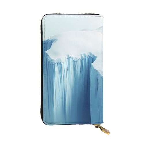 WZYWHJ Modische Damen-Geldbörse aus Leder, lang, mit mehreren Fächern und Reißverschluss-Design, Gletscherklippenmuster von WZYWHJ