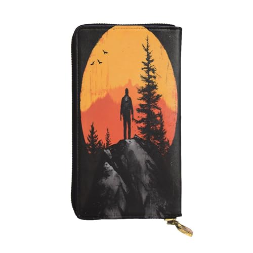 WZYWHJ Modische Damen-Geldbörse aus Leder, lang, mit mehreren Fächern und Reißverschluss-Design, Silhouettenmuster von WZYWHJ