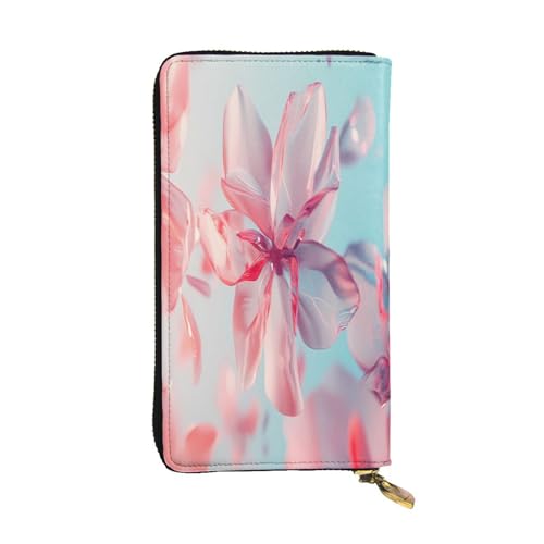 WZYWHJ Modische Damen-Geldbörse aus Leder, lang, mit mehreren Fächern und Reißverschluss-Design, fliegendes Kristallblütenmuster von WZYWHJ