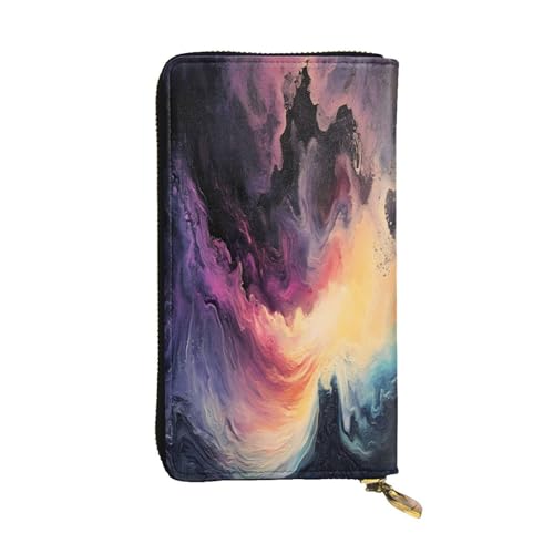 WZYWHJ Modische Damen-Geldbörse aus Leder, lang, mit mehreren Fächern und Reißverschluss-Design, fließendes Wellenmuster von WZYWHJ