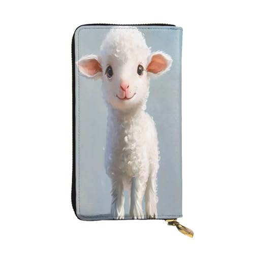 WZYWHJ Modische Damen-Geldbörse aus Leder, lang, mit mehreren Fächern und Reißverschluss-Design, sanftes Lammmuster von WZYWHJ