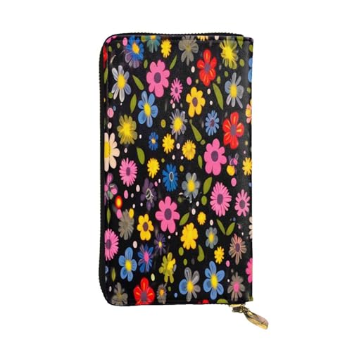 WZYWHJ Modische Damen Leder Lange Clutch Geldbörse mit mehreren Fächern und Reißverschluss Design Blumenmuster Muster von WZYWHJ