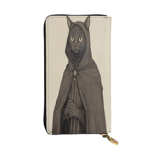 WZYWHJ Modische Damen Leder Lange Clutch Geldbörse mit mehreren Fächern und Reißverschluss Design Cape Katze Muster von WZYWHJ