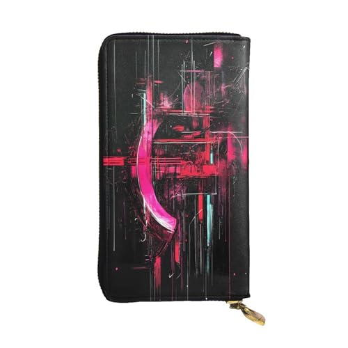 WZYWHJ Modische Damen Leder Lange Clutch Geldbörse mit mehreren Fächern und Reißverschluss Design Cyberpunk Textmuster von WZYWHJ