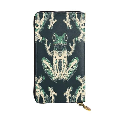 WZYWHJ Modische Damen Leder Lange Clutch Geldbörse mit mehreren Fächern und Reißverschluss Design Frosch Muster von WZYWHJ