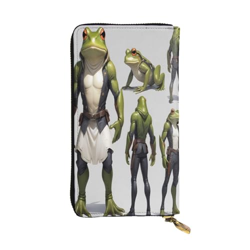 WZYWHJ Modische Damen Leder Lange Clutch Geldbörse mit mehreren Fächern und Reißverschluss Design Froschkönig Muster von WZYWHJ