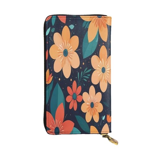 WZYWHJ Modische Damen Leder Lange Clutch Geldbörse mit mehreren Fächern und Reißverschluss Design Geometrisches Blumenmuster von WZYWHJ