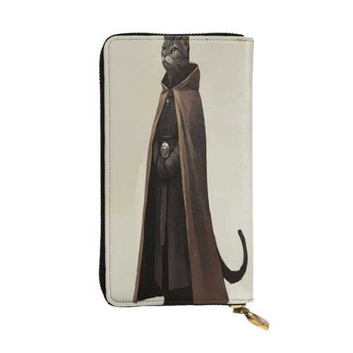 WZYWHJ Modische Damen Leder Lange Clutch Geldbörse mit mehreren Fächern und Reißverschluss Design Katze Muster von WZYWHJ