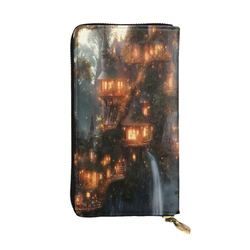 WZYWHJ Modische Damen Leder Lange Clutch Geldbörse mit mehreren Fächern und Reißverschluss Design Märchenwelt Muster von WZYWHJ