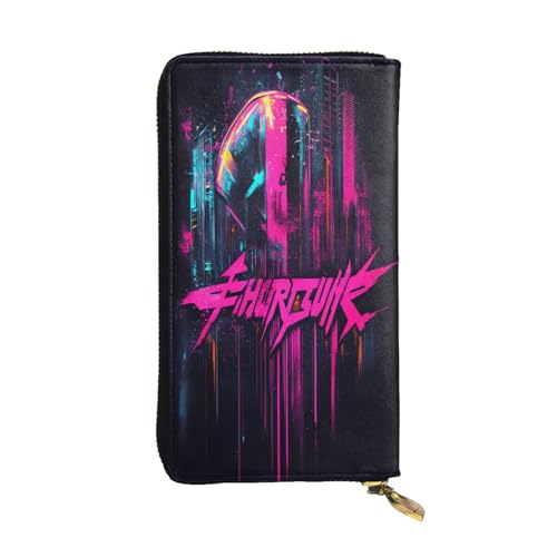 WZYWHJ Modische Damen Leder Lange Clutch Geldbörse mit mehreren Fächern und Reißverschluss Design Punk Slogan Muster von WZYWHJ
