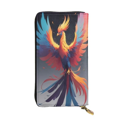 WZYWHJ Modische Damen Leder Lange Clutch Geldbörse mit mehreren Fächern und Reißverschluss Design Reborn Phoenix Muster von WZYWHJ