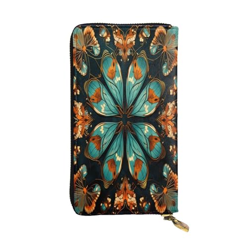 WZYWHJ Modische Damen Leder Lange Clutch Geldbörse mit mehreren Fächern und Reißverschluss Design Schmetterling Muster von WZYWHJ