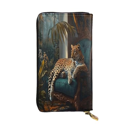 WZYWHJ Modische Damen Leder Lange Clutch Geldbörse mit mehreren Fächern und Reißverschluss Design Schönes Leopardenmuster von WZYWHJ