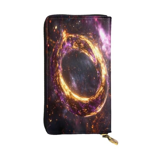 WZYWHJ Modische Damen Leder Lange Clutch Geldbörse mit mehreren Fächern und Reißverschluss Design Stern Ring Universum Muster von WZYWHJ
