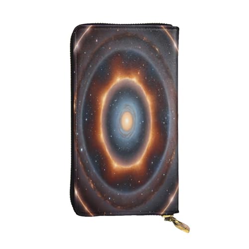 WZYWHJ Modische Damen Leder Lange Clutch Geldbörse mit mehreren Fächern und Reißverschluss Design Stern Ring Universum Muster von WZYWHJ