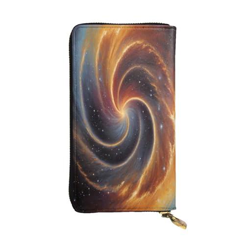 WZYWHJ Modische Damen Leder Lange Clutch Geldbörse mit mehreren Fächern und Reißverschluss Design Stern Ring Vortex Muster von WZYWHJ