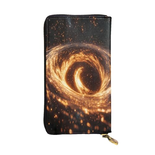 WZYWHJ Modische Damen Leder Lange Clutch Geldbörse mit mehreren Fächern und Reißverschluss Design Stern Ring Vortex Muster von WZYWHJ